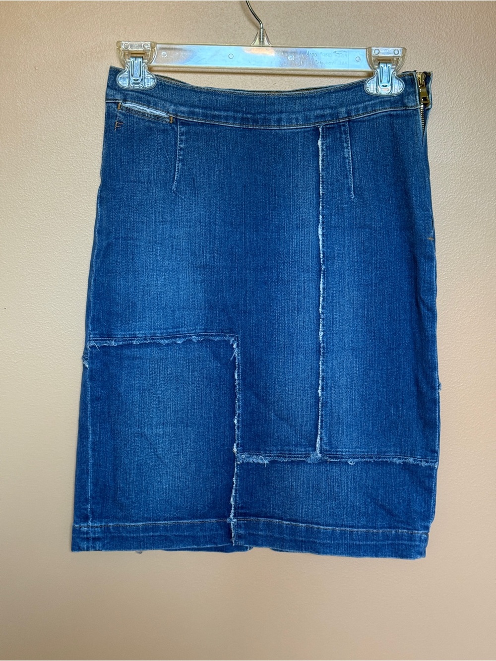 Frame Denim Blue Patchwork Pencil Skirt
